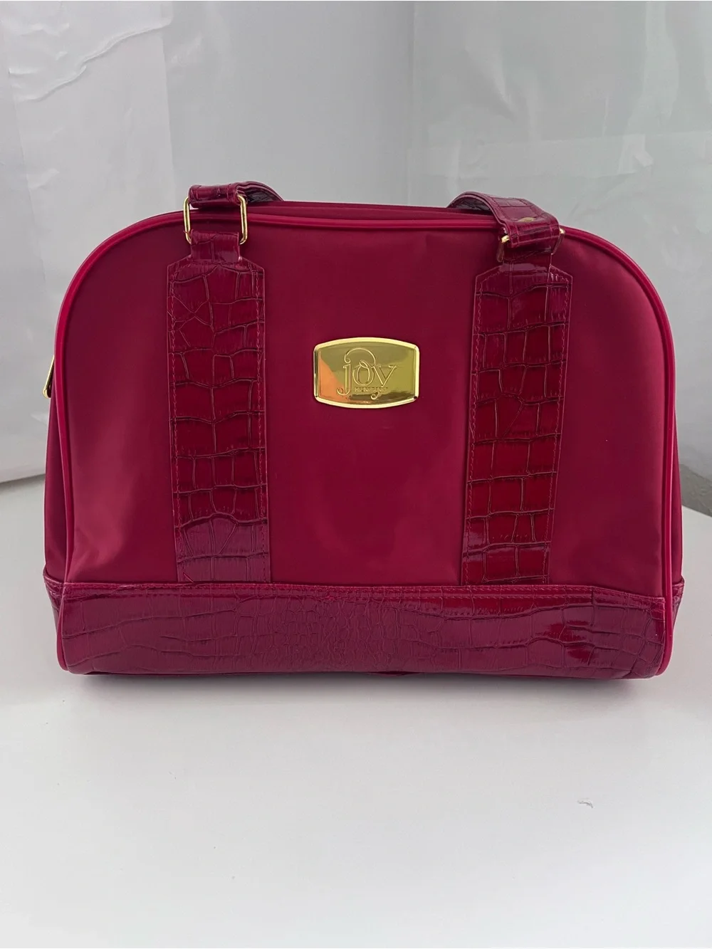 Joy Mangano Red Croc-Embossed Satchel Bag